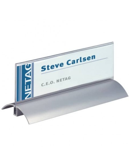 Portanomi da tavolo DURABLE DELUXE argento/trasparente inserto 61x210mm conf. 2 - 820219