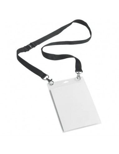 Portanomi DURABLE con cordoncino 20 mm per eventi nero/trasparente inserti f.to A6  conf. 10 - 852501