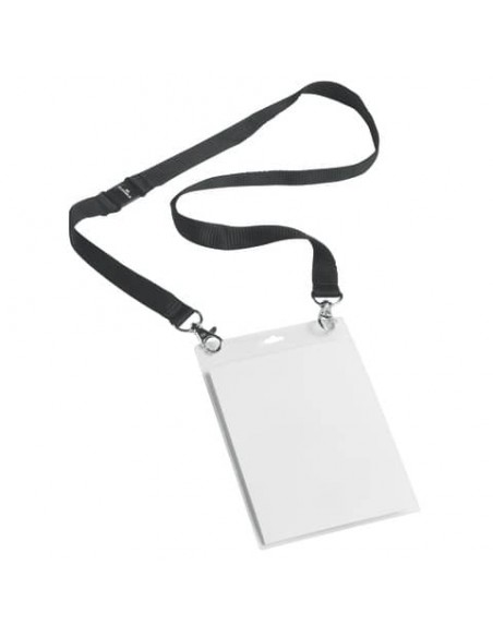 Portanomi DURABLE con cordoncino 20 mm per eventi nero/trasparente inserti f.to A6  conf. 10 - 852501