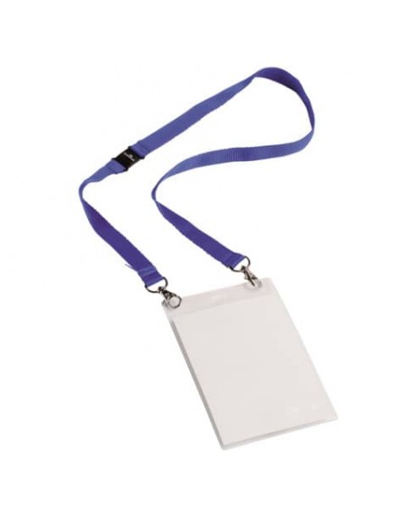 Portanomi DURABLE con cordoncino 20 mm per eventi blu/trasparente inserti f.to A6  conf. 10 - 852507