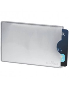 Tasca porta carte di credito DURABLE RFID SECURE argento metallizzato 54x86mm conf. 10 - 890023