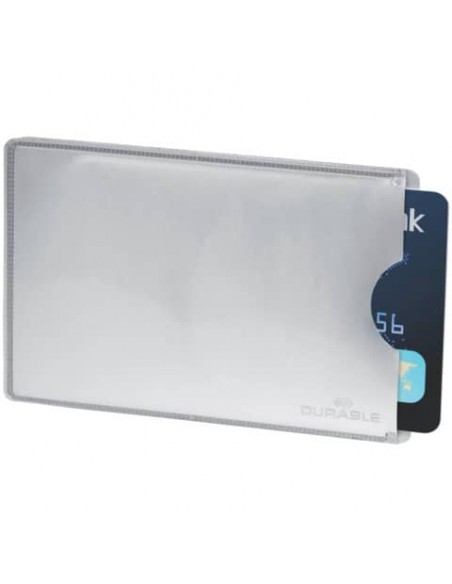 Tasca porta carte di credito DURABLE RFID SECURE argento metallizzato 54x86mm conf. 10 - 890023