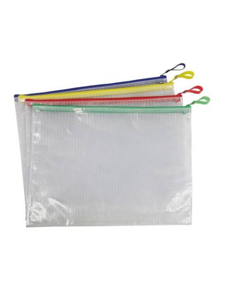 Busta in PVC Beautone trasparente con chiusura zip colorata 32