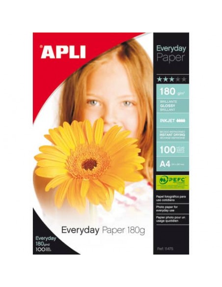 Carta fotografica inkjet Decadry A4 alta qualità - finitura lucida - 180 g/m² bianco  Conf. 100 fogli - T900006