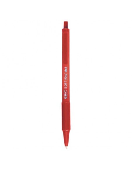 Penna a sfera a scatto BIC SoftFeel Clic Grip M 1 mm rosso Conf. 12 pezzi - 837399