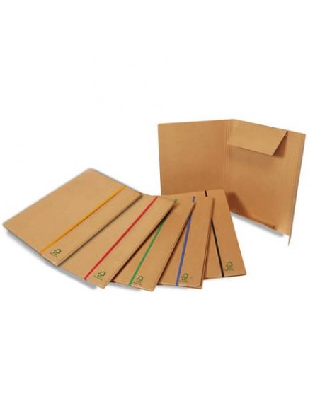 Cartelline con elastico piatto EURO-CART 25x35 cm dorso 4 cm avana conf. da 5 pezzi - FMCXCPEECOAV