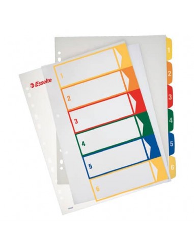 Rubrica in PPL Esselte extra numerica 1-6 con indice stampabile a PC A4 maxi - 100212
