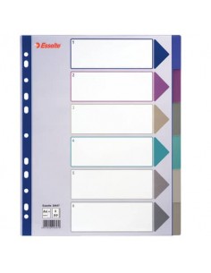 Divisori Esselte intercalari 6 tasti tasti in polipropilene e prima pagina carta 150 gr/mq A4 Maxi - 20647