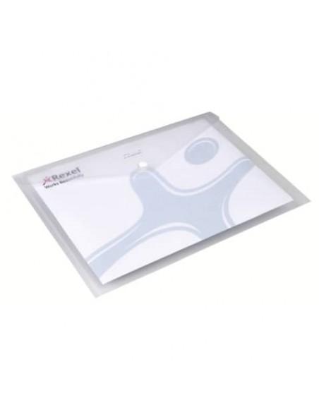 Busta trasparente con bottone Rexel Ice A4 trasparente conf. da 5 pezzi - 2101660
