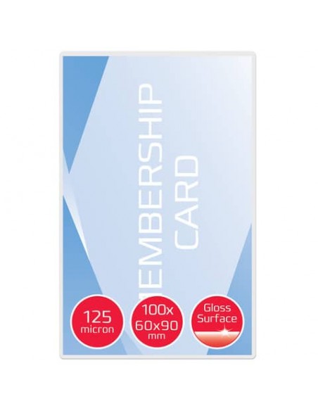 Pouches per plastificatrici a caldo GBC 2x125µm finitura lucida formato businnes card 6x9 cm - Conf. 100 pezzi - 3743157