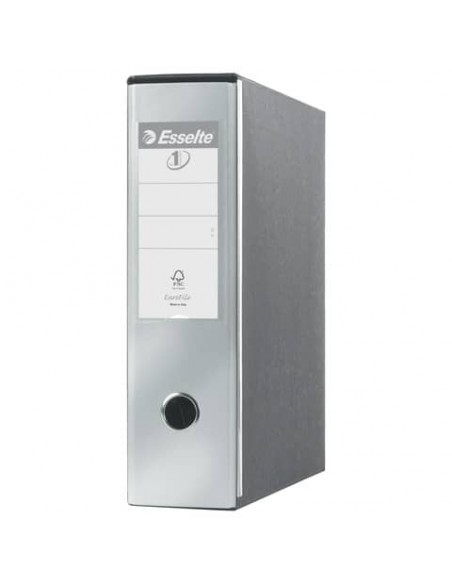 Registratore con custodia Esselte G53 Eurofile commerciale Dorso 8 cm cartone rivestito PP grigio metallizz.-390753970