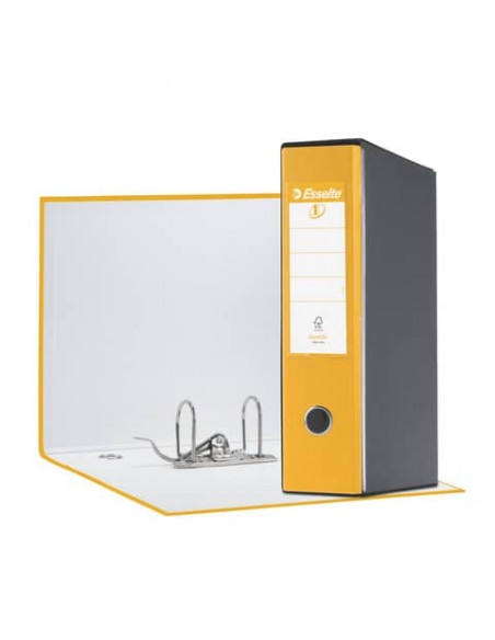 Registratore con custodia Esselte G55 Eurofile protocollo dorso 8 cm cartone rivestito in PP giallo - 390755090