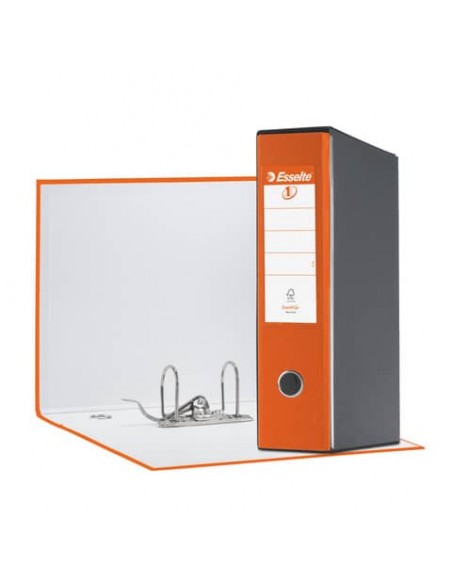 Registratore con custodia Esselte G55 Eurofile protocollo dorso 8 cm cartone rivestito in PP arancione - 390755200