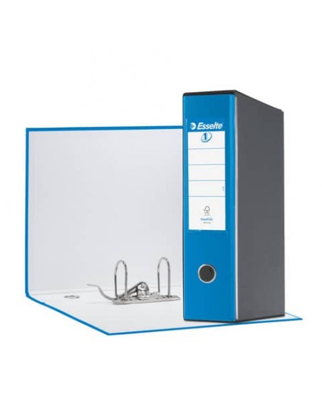 Registratore con custodia Esselte G55 Eurofile protocollo dorso 8 cm cartone rivestito in PP blu vivida - 390755910