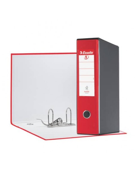 Registratore con custodia Esselte G55 Eurofile protocollo dorso 8 cm cartone rivestito in PP rosso vivida - 390755920