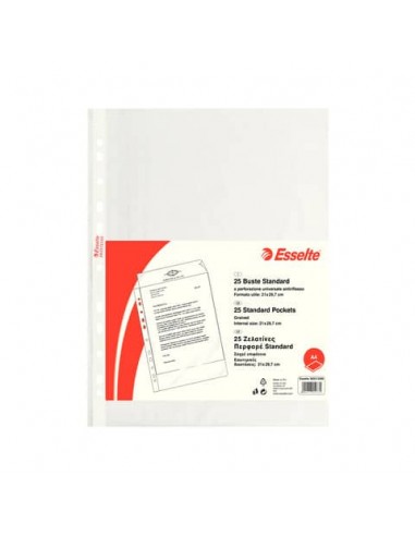 Buste a perforazione universale goffrate Esselte STANDARD PP antiriflesso trasparente A4  conf.25 - 392513300
