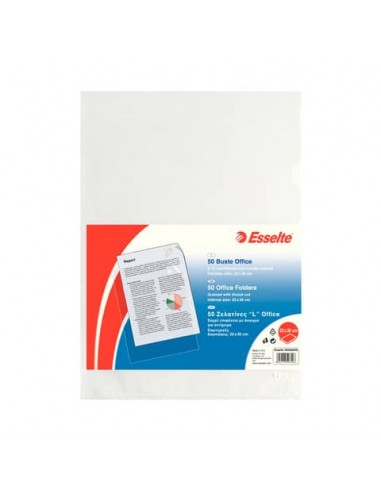Buste a L non perforate Esselte OFFICE PP antiriflesso trasparente 22x30 cm goffrate conf.50 - 395082000