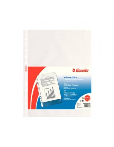 Buste a perforazione universale goffrate Esselte OFFICE 22x30 cm trasparente antiriflesso  conf.50 - 395097100