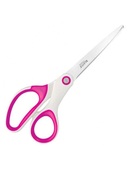 Forbici da ufficio Leitz WOW asimmetrica acciaio inox rivestito in titanio fucsia 20