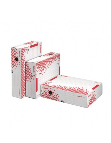 Scatola archivio Esselte SPEEDBOX dorso 8 cm bianco/rosso 8x25x35 cm - apertura ampia - 623910