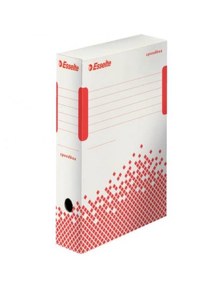 Scatole archivio Esselte SPEEDBOX dorso 8 cm bianco/rosso 8x25x35 cm conf.25 - 623985