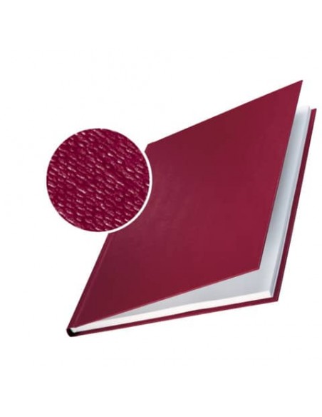 Copertina rigida 36-70 fogli Leitz impressBIND in cartone con dorso da 7 mm A4 bordeaux  conf. da 10 - 73910028