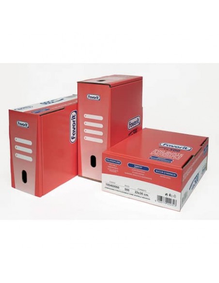 Buste trasp. a foratura universale FAVORIT La500 buccia d'arancia superior 22x30 cm scatola da 500 - 100460060