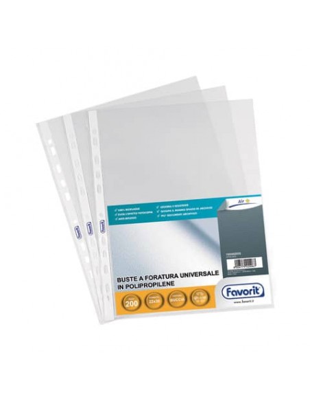 Buste trasp. a foratura universale FAVORIT buccia d'arancia air 22x30 cm conf. da 200 - 100460055