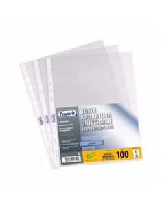 Buste trasp. a foratura universale FAVORIT buccia d'arancia linear 22x30 cm conf. da 100 - 100460043