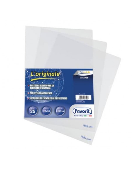 Buste trasp. a L FAVORIT L'Originale liscia top 22x30 cm conf. da 25 - 100460046