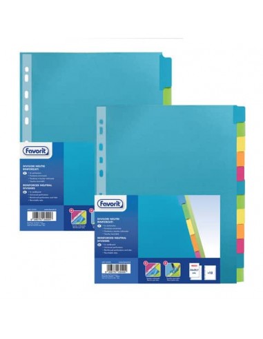 Divisore personalizzabile Favorit Strong Line A4+ 6 tacche neutre assortiti 400132504