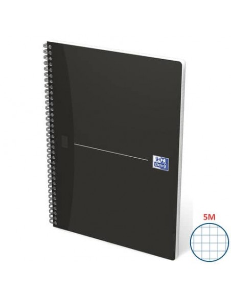 Quaderno spiralato OXFORD Office Essentials Maxi A4 nero quadretti 5 mm 100100759