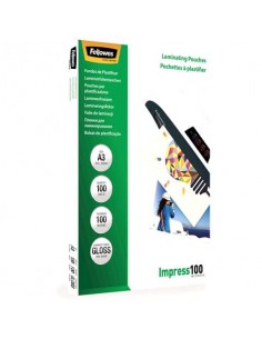 Pouches per plastificatrici Fellowes Standard Impress100 finitura lucida - 2x100 µm - A3 - Conf. 100 pezzi 5351205
