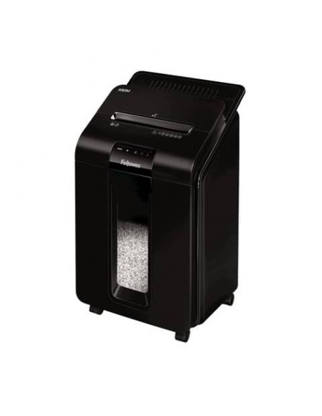 Distruggidocumenti uso moderato FELLOWES AutoMax™ 100M - P-4 - 23 L - taglio a miniframmenti 4x10mm - nero - 4629201