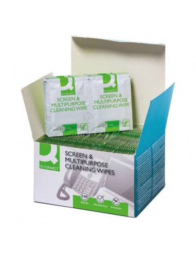 Salviette di pulizia multiuso Q-Connect senza alcool conf. da 60 bustine singole - KF04503A