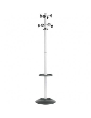 Appendiabiti da terra Unisit Totem con portaombrelli  h. 172 cm - 8 appendini grigio - APUTO/G