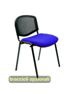 Sedia visitatore 4 gambe Unisit Dado D5N schienale in rete - rivestimento eco blu - Conf. 2 pezzi - D5N/2/EB