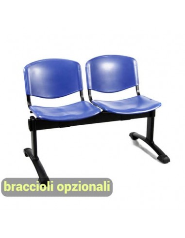 Panca 2 posti attesa Unisit Dado D5P2P - PPL nero D5P2P/NE