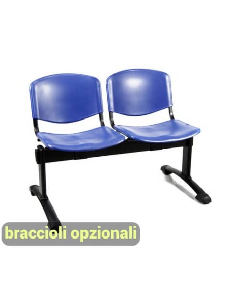 Panca 2 posti attesa Unisit Dado D5P2P - PPL nero D5P2P/NE