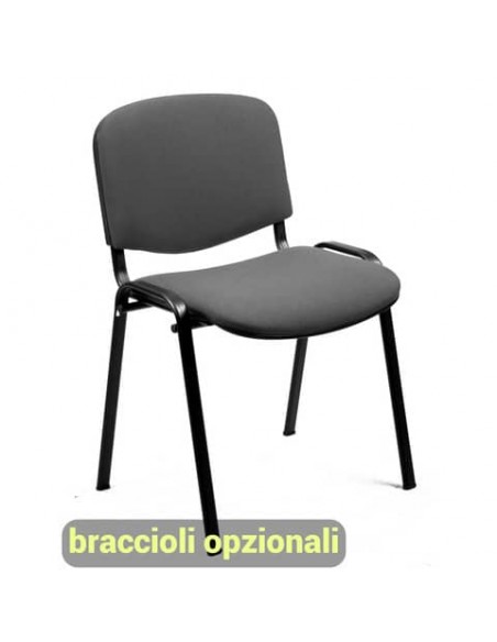 Sedia visitatore 4 gambe Unisit Dado D5S acciaio nero - rivestimento Eco - grigio chiaro - conf. 4 pezzi - D5S/4/EI