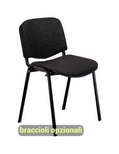 Sedia visitatore 4 gambe Unisit Dado D5S acciaio nero - rivestimento Eco - nero - conf. 4 pezzi - D5S/4/EN