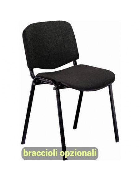 Sedia visitatore 4 gambe Unisit Dado D5S acciaio nero - rivestimento Eco - nero - conf. 4 pezzi - D5S/4/EN