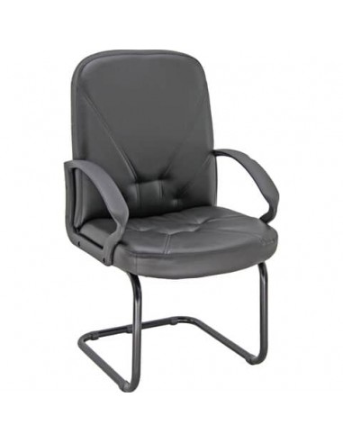Poltrona visitatore su slitta Unisit Dante DNV Eco Smart - rivestimento ecopelle nero - DNV/KN