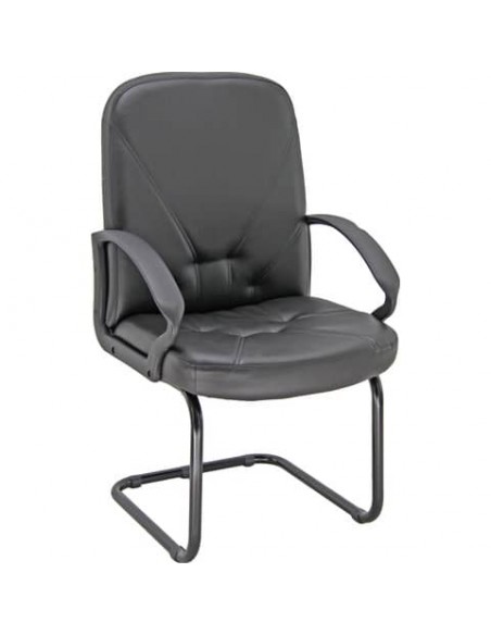 Poltrona visitatore su slitta Unisit Dante DNV Eco Smart - rivestimento ecopelle nero - DNV/KN