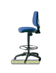 Sgabello tecnico Unisit Esos EOE1 seduta alta - poggiapiedi telescopico - rivestimento Eco blu -EOE1/EB