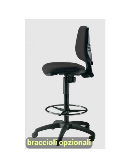 Sgabello tecnico Unisit Esos EOE1 seduta alta - poggiapiedi telescopico - rivestimento Eco nero - EOE1/EN