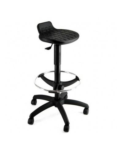 Sgabello tecnico Unisit Esos EOE11 poggiapiedi telescopico senza schienale rivestimento poliuretano nero - EOE11