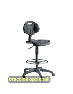 Sgabello tecnico Unisit Esos EOE2 alto - poggiapiedi telescopico - poiluterano integrale nero - EOE2