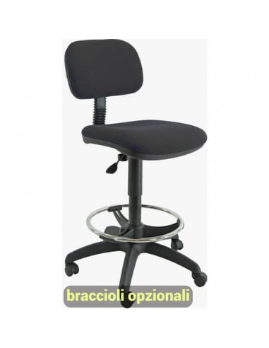 Sgabello tecnico Unisit Esos EOE5S seduta alta - poggiapiedi telescopico - rivestimento Eco nero - EOE5S/EN