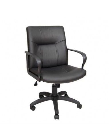 Poltrona direzionale girevole Unisit Eridanus ERD Eco Smart schienale basso - rivestimento pelle nero - ERD/PN